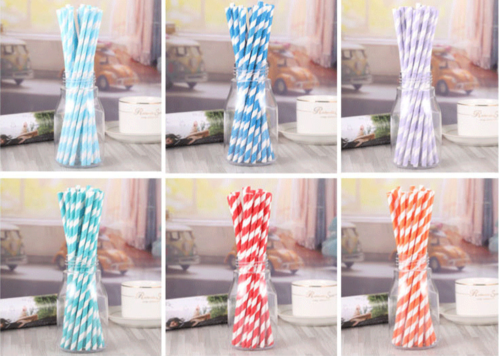 Food Grade Certified 100% Biodegradable Environmentally Friendly Disposable Kraft Paper Straws 6/8/10/12*180/190/200MM