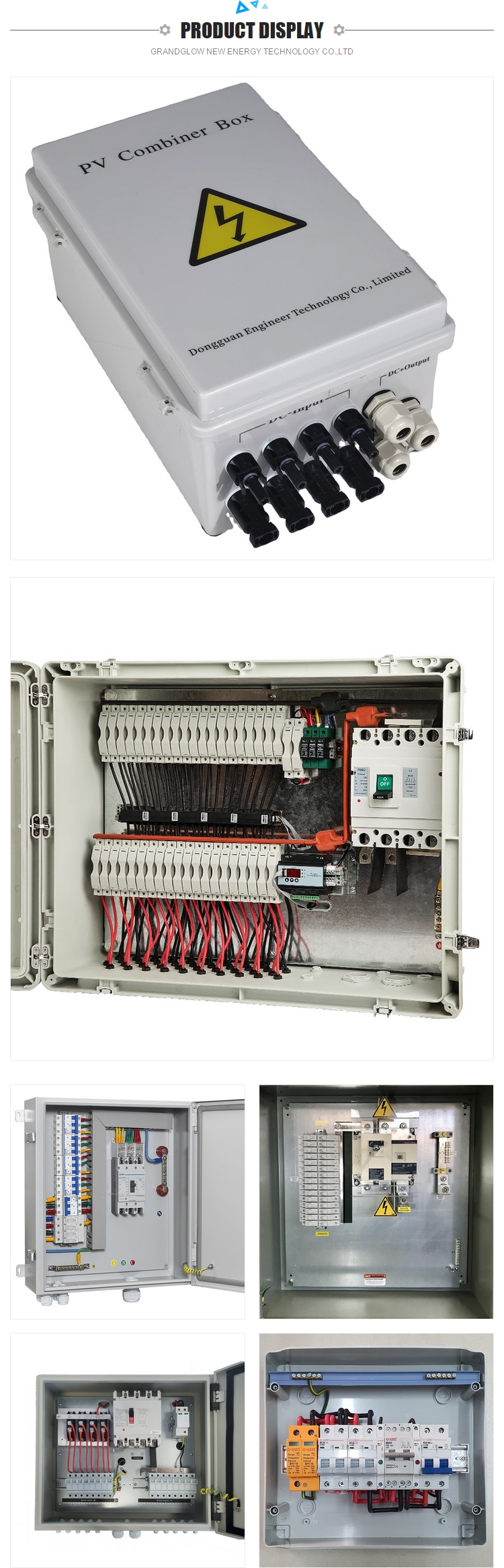 8 in 1out 1000vdc Ip65 Pv 4 String Solar Combiner Box Monitoring avoid damage to short circuit