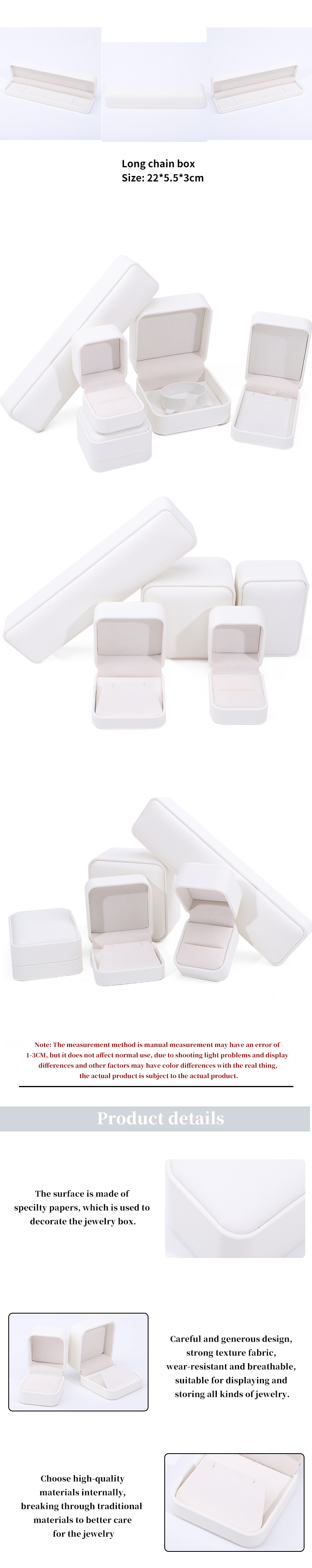 Plain White PU Leather Jewelry Box , Leather Jewelry Case For Ring Pendant Bracelet