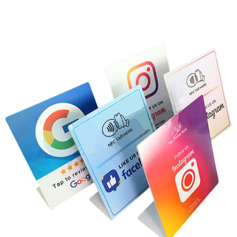 Custom QR Code Chip Google Review Stands NFC Social Media Business Cards Google Review Tap Cards