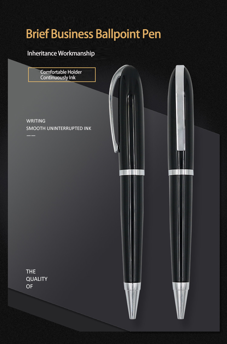 Sleek Metal Ballpoint Pen 1.0mm Classic Office Stationery Business Ball Pen