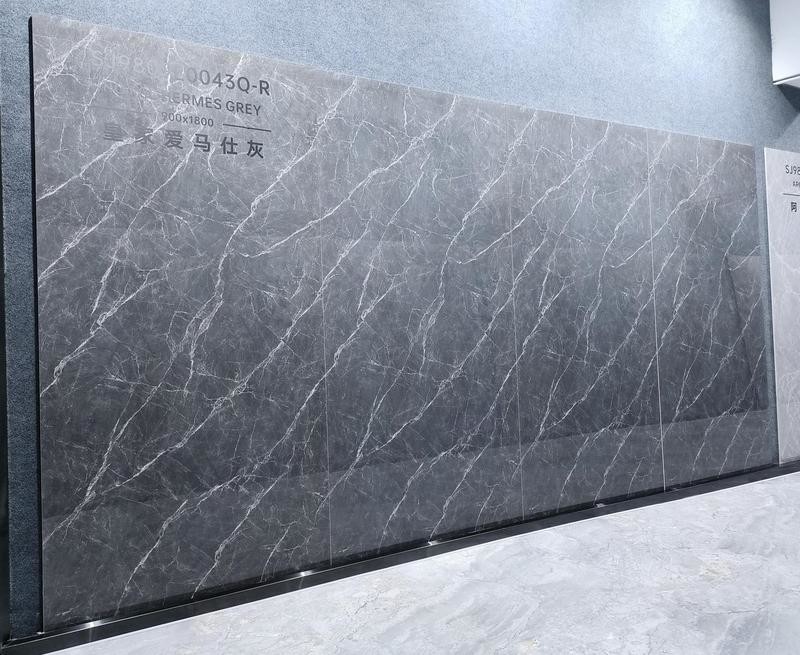 Luxury Black Marble Look W.A0.5% Gray Polished Glazed Porcelain Tile900x1800x9mm Indoor Floor For Interior Design And Decoration