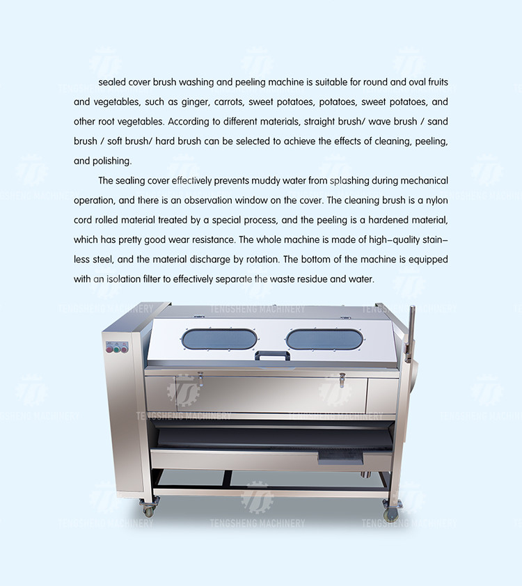 1500KG/H Root Vegetable Washing And Peeling Machine For Restaurant