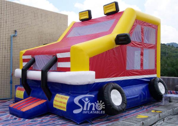 Custom made outdoor kids truck inflatable bounce house made of lead free pvc