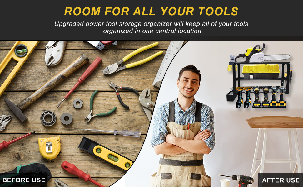 Customizable Power Tool Holder Organizer Wall Mount for Workshop Shed Pegboard 2 Pack