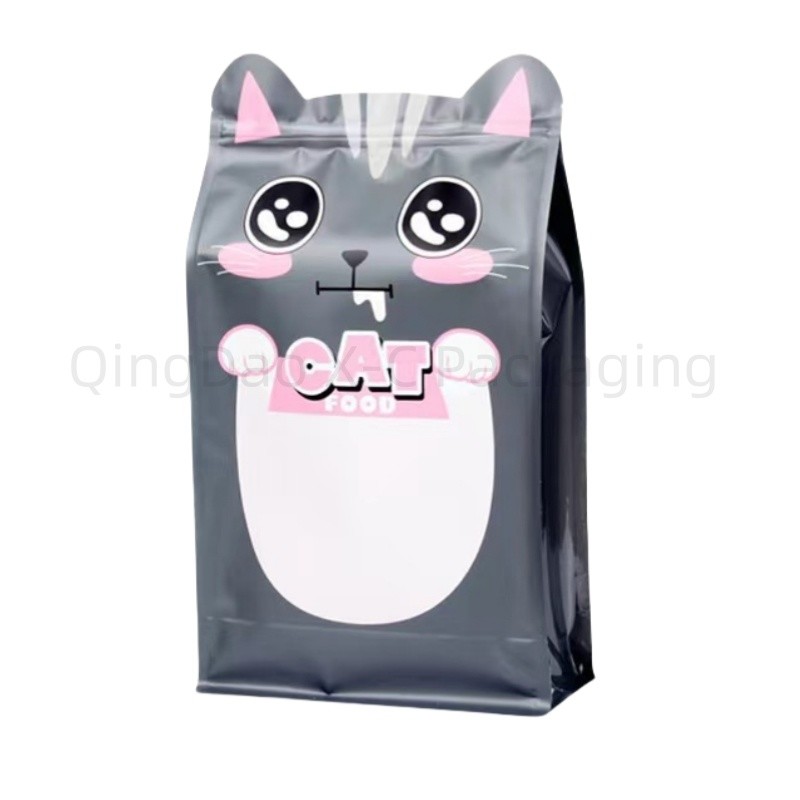 Pet Food Square Bottom Plastic Feed Bag With Zipper Disposable Custom Design