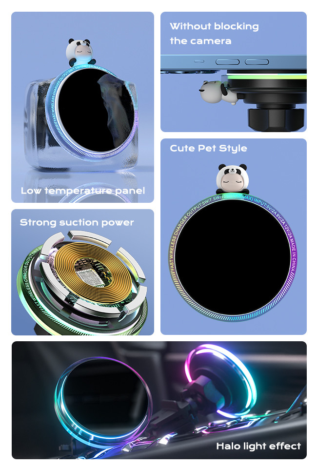 Iphone 15 Pro Max Charger Ambient Magnetic Car Mount With 1.7kg Strong Magnetic Attraction And Customisable RGB Lights