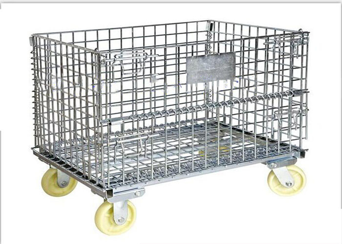 L1000mm Wire Mesh Container , Foldable Wire Mesh Pallet Cages