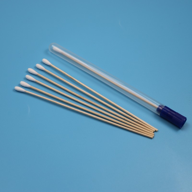 Disposable Wooden Stick Cotton Tip Oral Swab Sterile Specimen Collection Swab With Tube VTM Kit