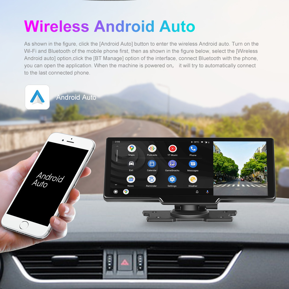 10.26" Wireless Carplay Dashboard Media Player 2.5K Android Auto