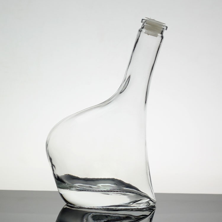 Custom Made Heart Shaped Glass Bottle With Crown Cap And Lid Unique Design