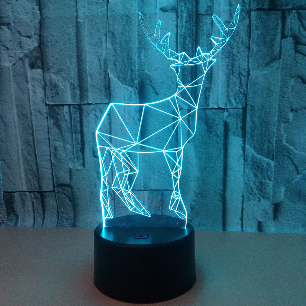 new 3d creative small table lamp deer 3D lights colorful touch LED visual lights gift atmosphere table lamp