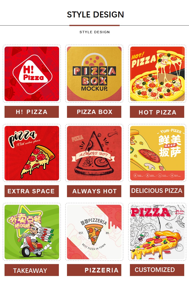 Full Color Baking Kraft Corrugated Paper Pizza Cardboard Pizza Slice Boxes Bulk