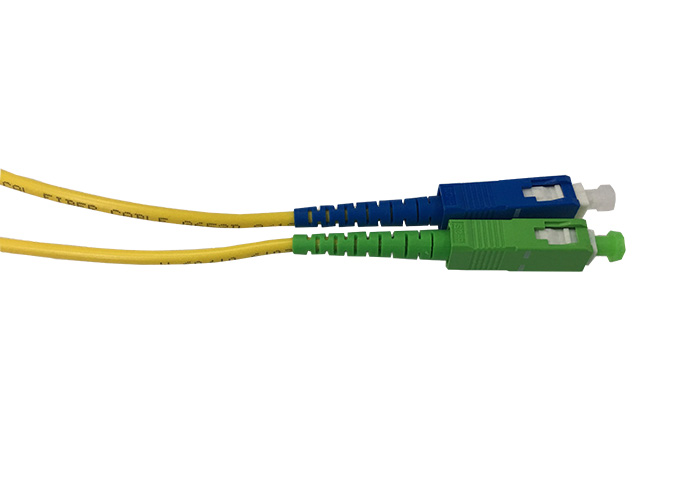 SC / UPC to SC / APC simplex 3.0mm fiber optic patch cord singlemode G652D LSZH
