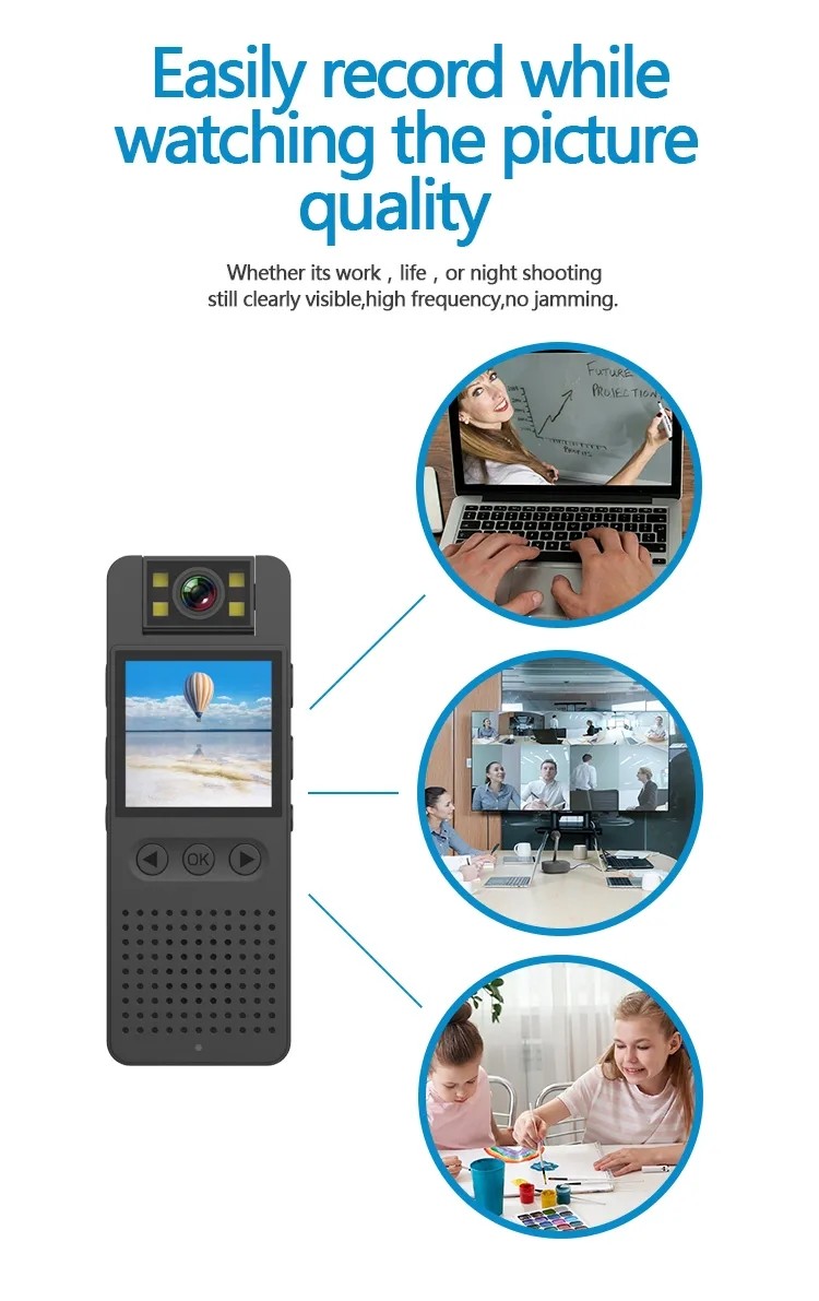 Practical ABS Waterproof Sports Camera 1080P Wide Angle Pocket Clip