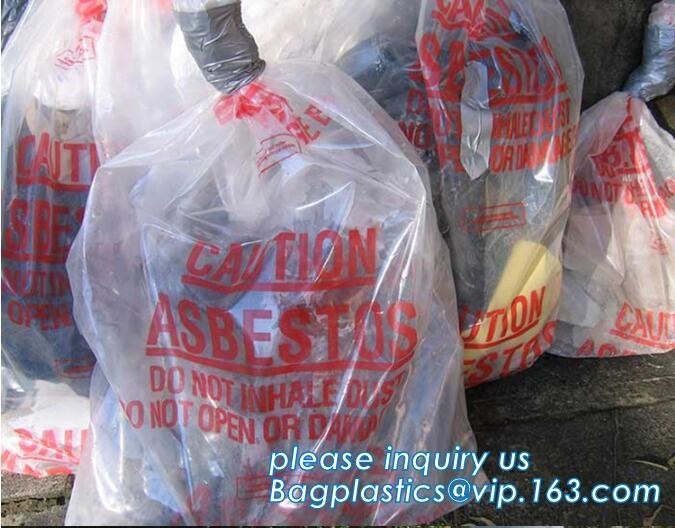 PE packing bag for Asbestos fibers, large size thicker LDPE asbestos remove bags, Large Asbestos Waste Removal Bags, pac