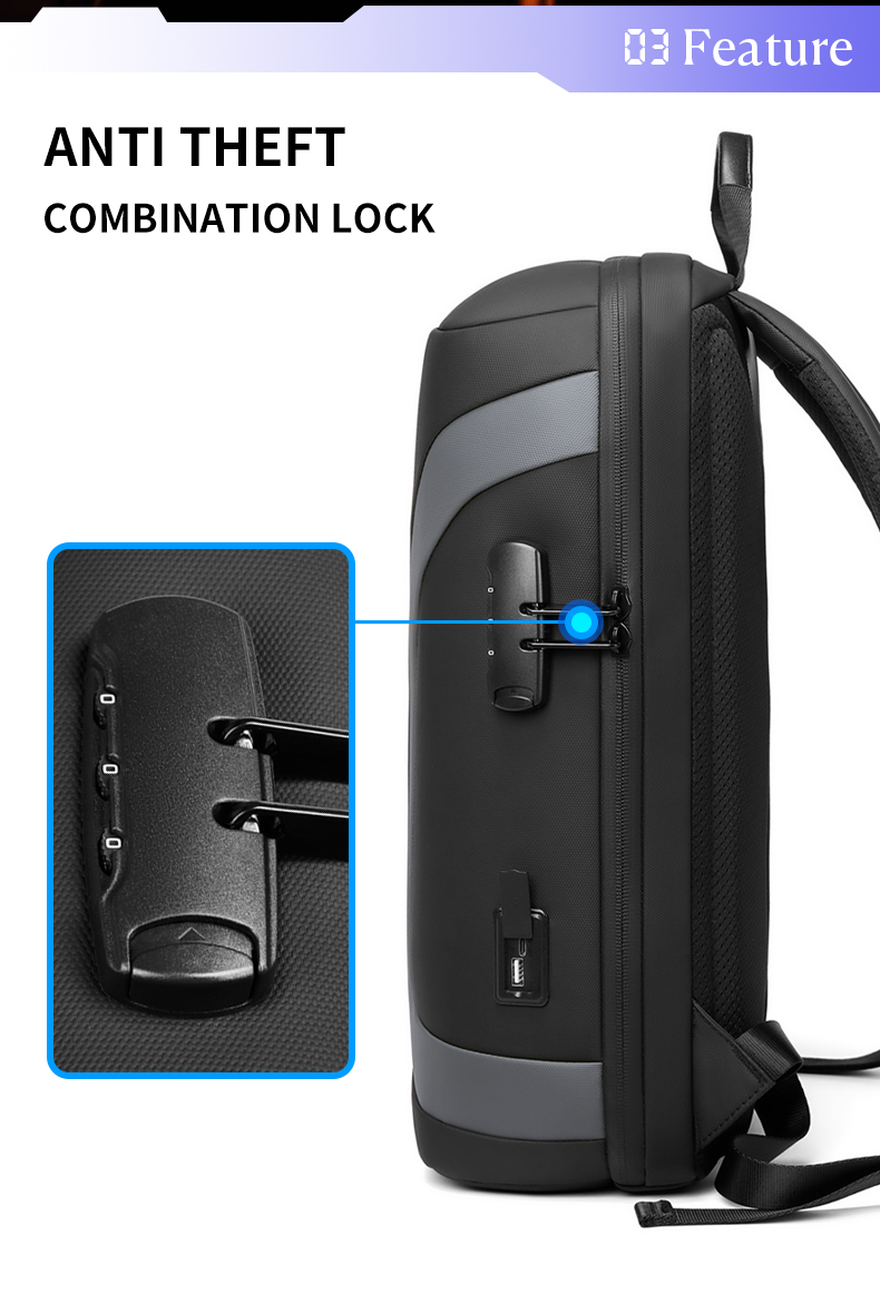 Softback Waterproof Business Backpack With USB Customized Logo