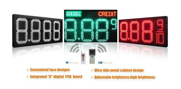 Led Fuel Price Signs Red Amber Green Blue White Digit Height 4" 6" 12" 16" 18"