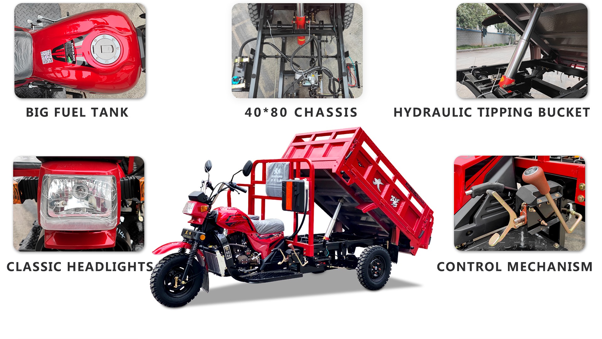 Maximum Speed 50-70Km/h Super Powerful Engine Cargo Tricycle for Adult in South Africa