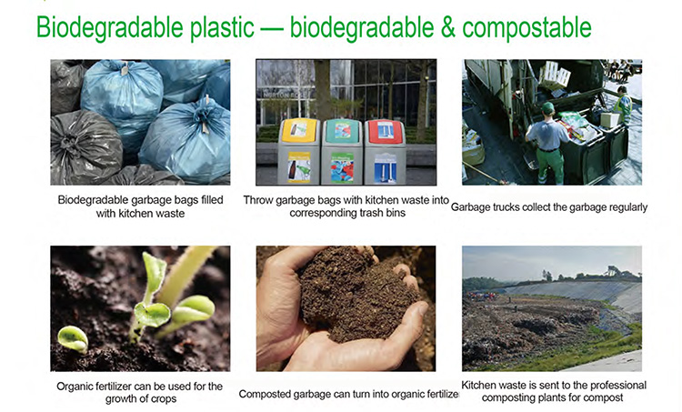 eco friendly wholesale cornstarch custom printed 100% biodegradable compostable plastic garbage bags on roll