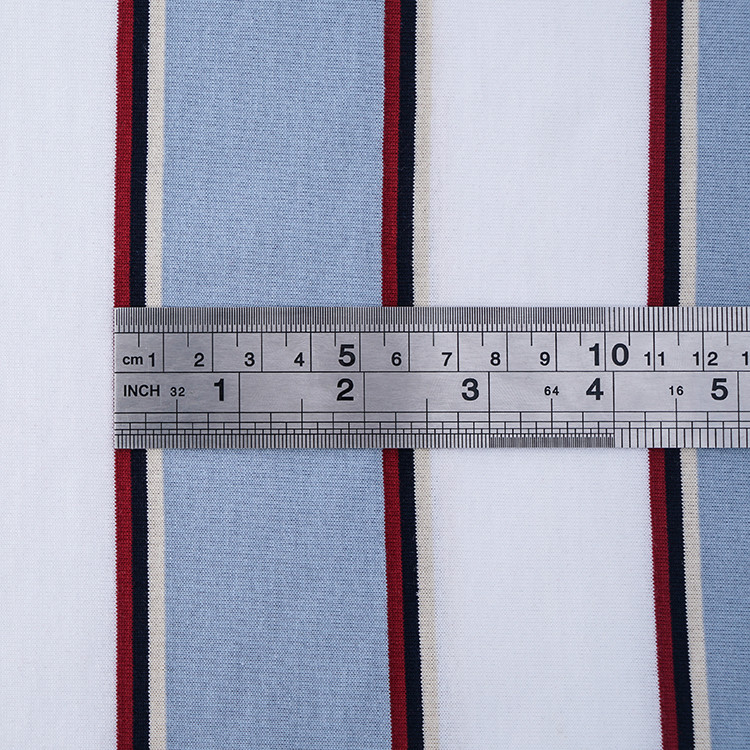 100% Cotton Striped T Shirt Fabric , Soft Double Yarn Cotton Striped Fabric