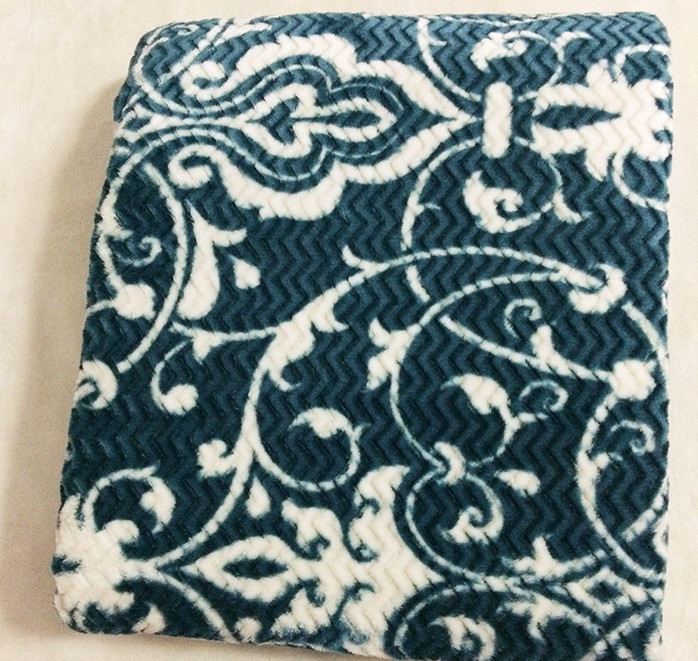 Floral Printed Flannel Bed Blanket , Dyed Flannel Fleece Blanket OEM / ODM Service