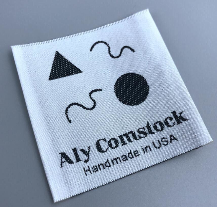 Private Brand Name Logo Neck Damask Endfold Woven Fabric Labels for Custom T - shirt