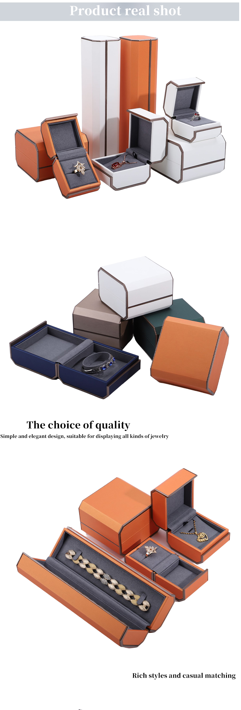 Custom Elegant Gold PU Leather Jewelry Packaging Box for Rings Necklaces and Bracelets