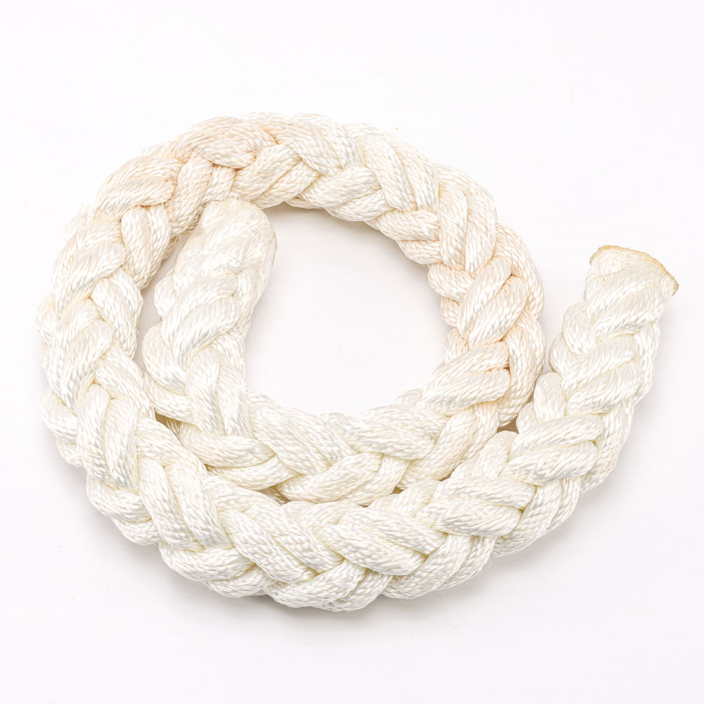 8 Strand Braided Polypropylene Marine Mooring Towing Rope White Color 48mm