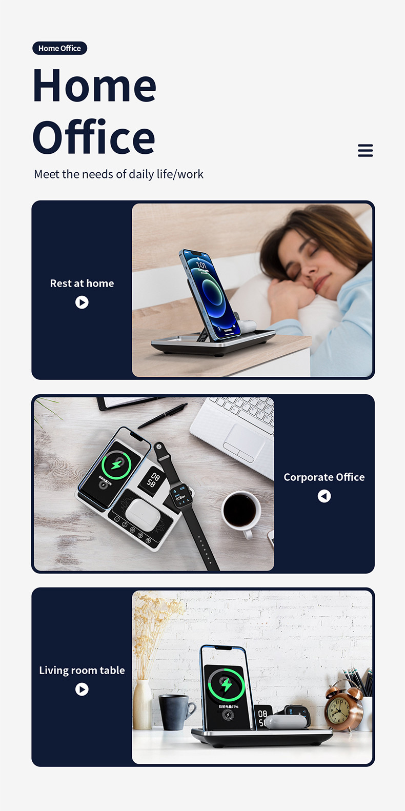 3 In 1 Magnetic Foldable Wireless Charger Print Logo and Fast charger