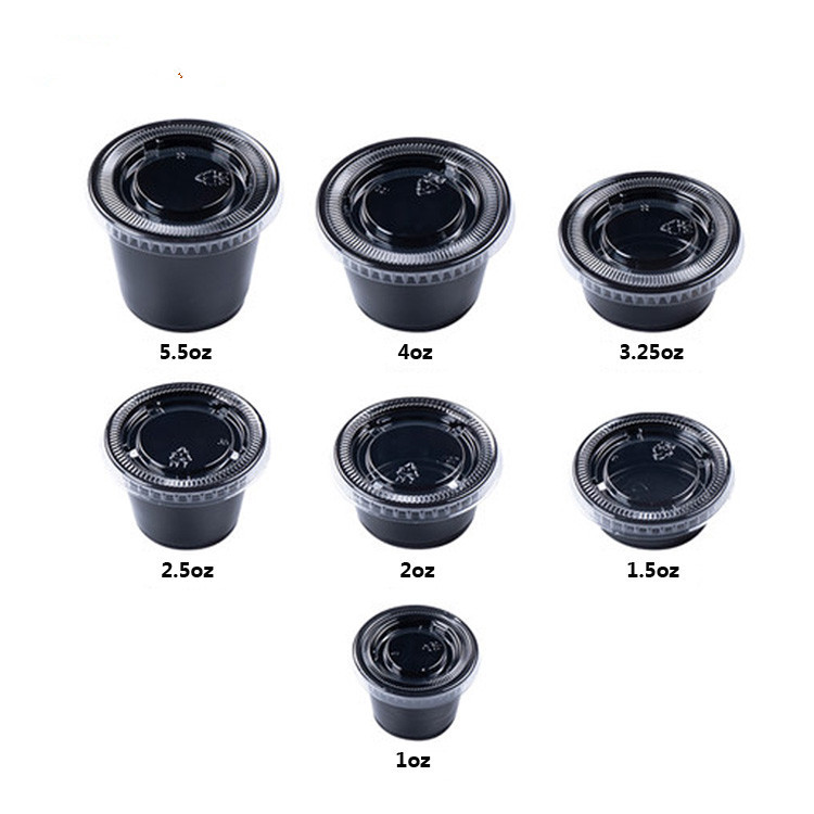 Black Color PET Lid 1.5OZ Disposable Sauce Cup
