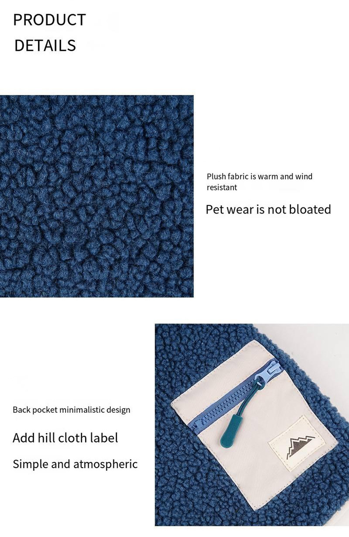 Polar Fleece Pet Casual Vest With Back Pocket Winter Wearing Clothes