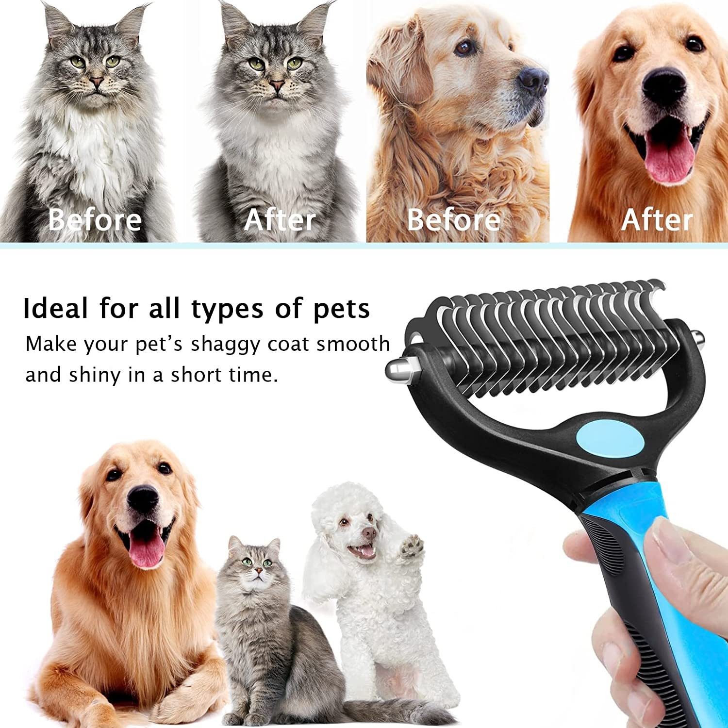 Grooming Slicker PET Cleaning Brush Self Cleaning Dog Cat Comb