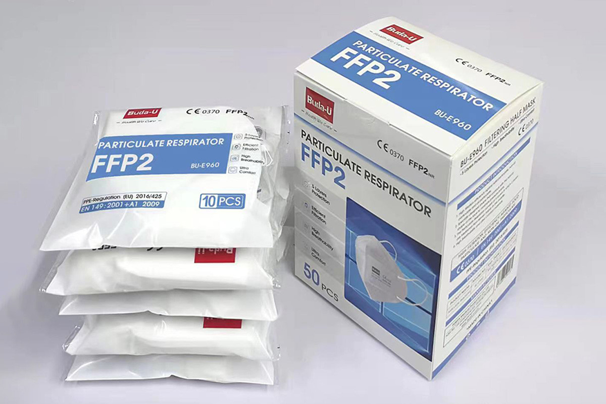BU-E960 Disposable FFP2 Face Mask Respirator -Filtering Half Mask EU Standard , PPE-Regulation 2016/425