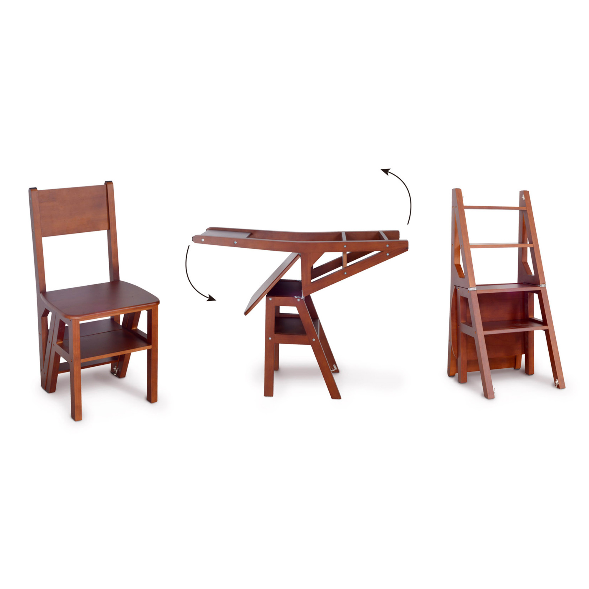 Ladder Back Wooden Folding Dining Chair Multi Functional Transformed Chair Ladder