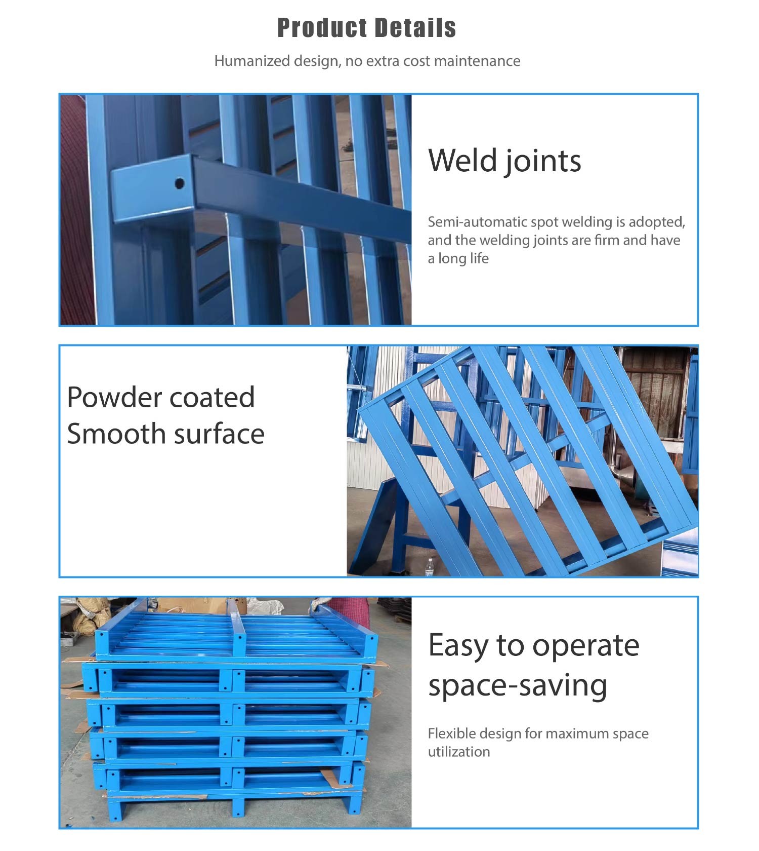 Foldable Steel Pallet Flat Iron Pallet Tray Heavy Duty Racking Steel Pallet Metal Storage Pallets