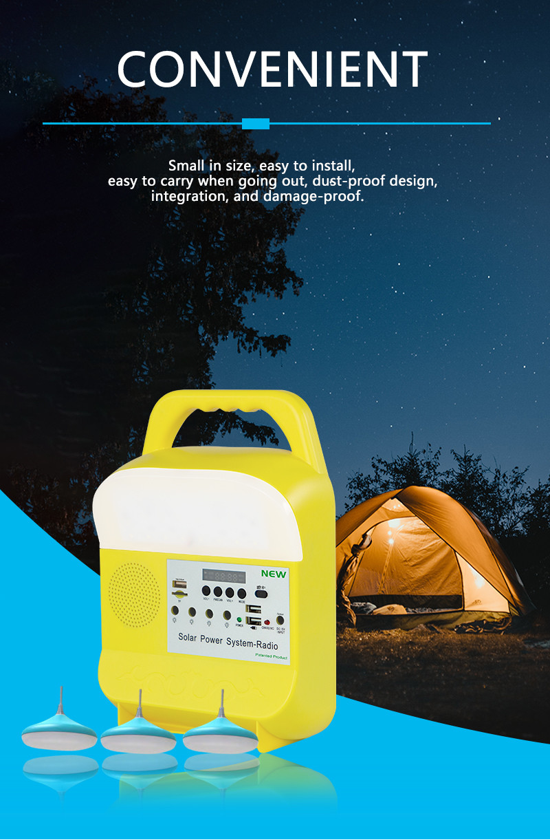 6-8Hours Solar Lights Kits With Double USB For Indoor House