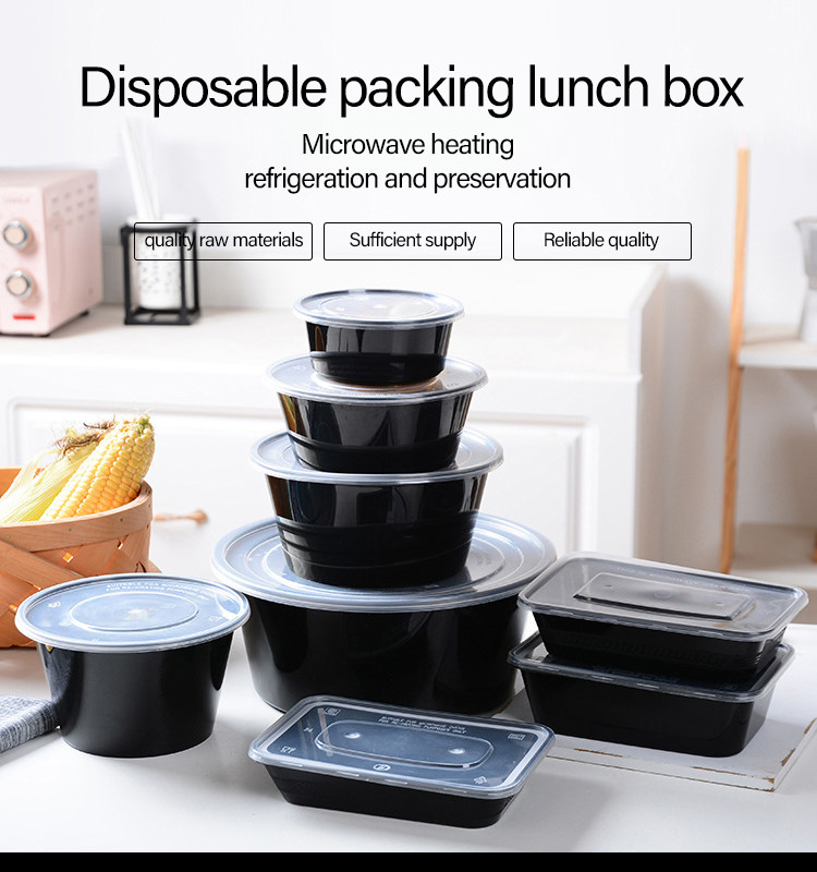 Square Round Food Packaging Containers 450ml 500ml Disposable Food Packaging Tray