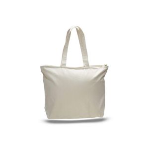 Buy cheap Squared Off Bottom Cotton Tote Bags With Inside Zippered Pocket product