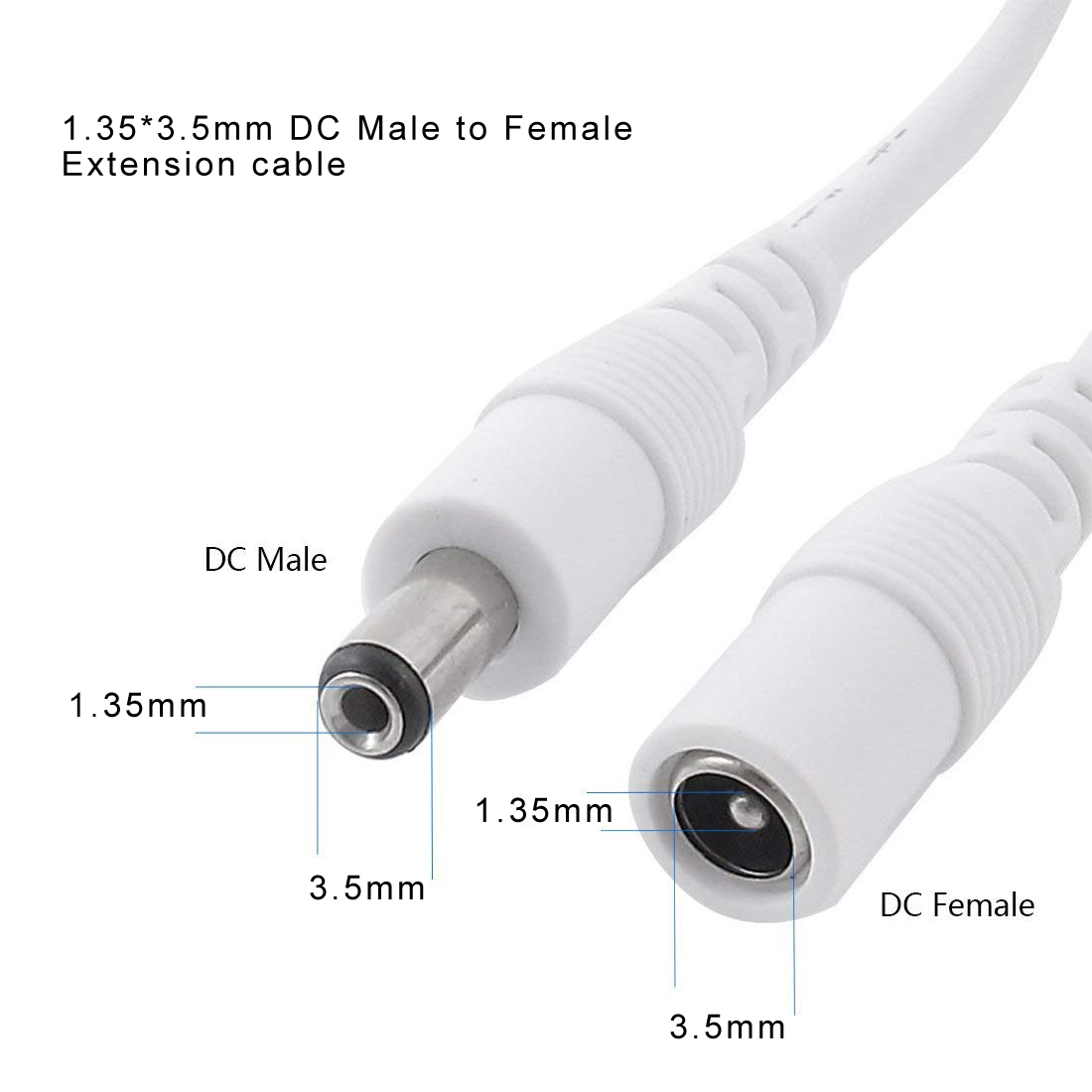 Customizable Male To Female DC Power Cable With Jack Socket Connector