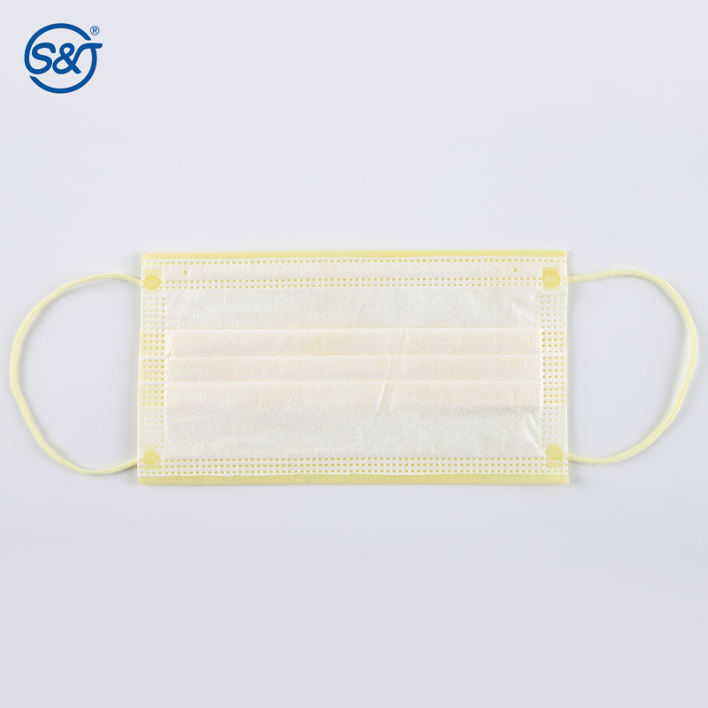 Yellow 4 Ply Disposable Face Masks Disposable Breathing Mask Cotton Ear Loops