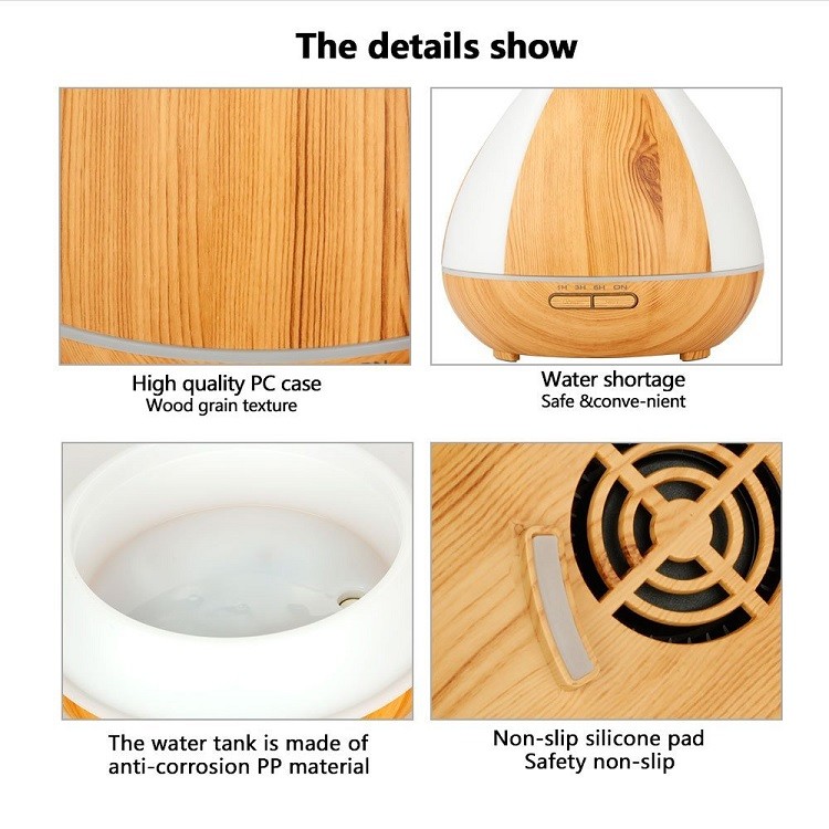 300ml Ultrasonic Wood Grain Aromatherapy Diffuser for Home,Office,Spa&More