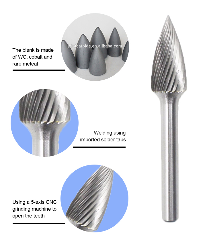 Professional 6mm Metal Removal Carbide Burrs Customized Size Impact Toughness