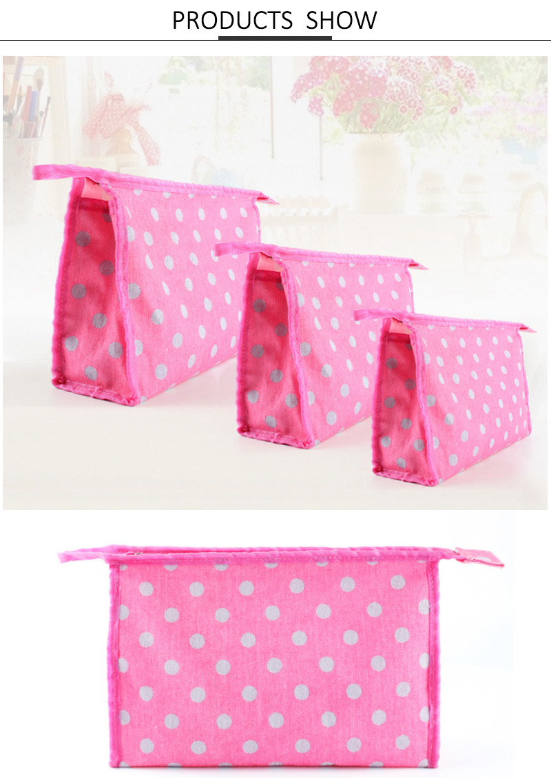Polyester Portable Dot Printed Cosmetic Travel Bag