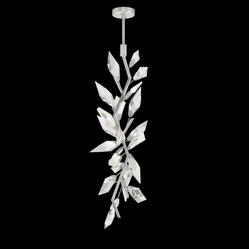 60W Hand-Cut Faceted Crystal Leaf Chandelier With LED Bulbs