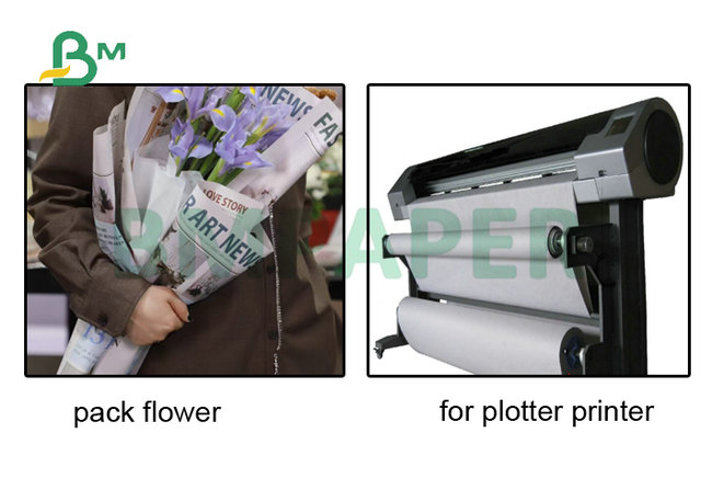 Recycled 66cm 76cm Reel Size 42gr 45gr 48.8gr Newsprint Paper For Normal Package