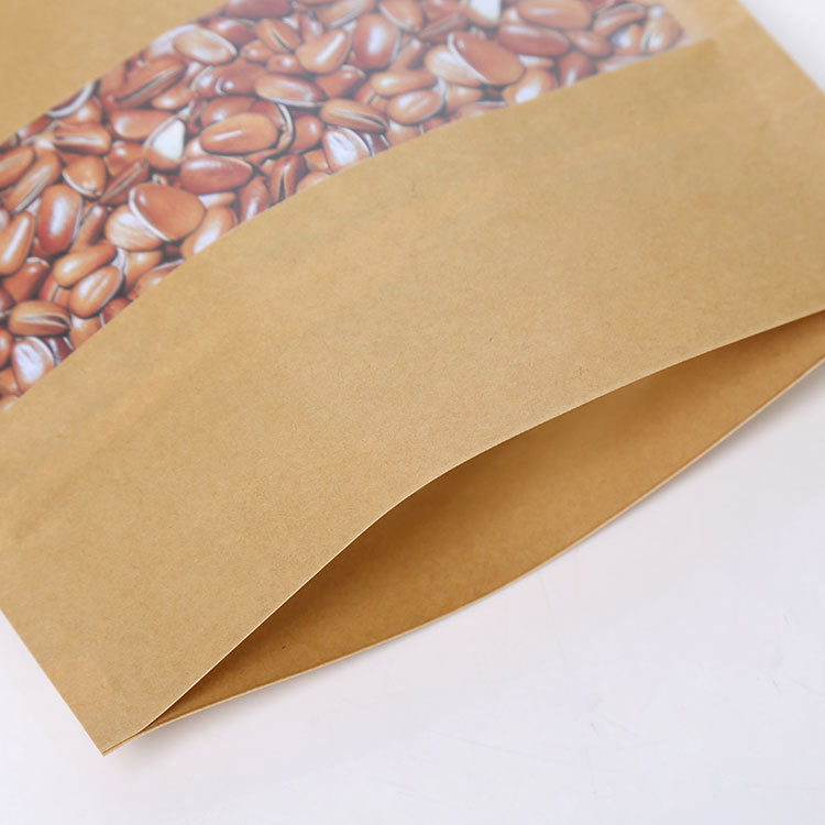 In Stock Kraft Stand Up Pouches With Reclosable Zipper For Rice Spices Beans Candy Snacks