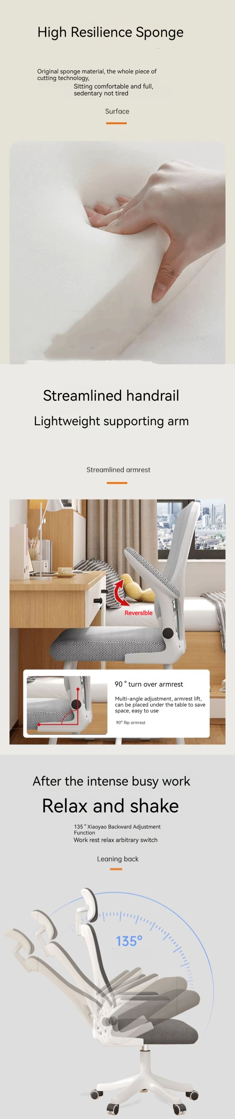 Office Furniture Must-have High Back Computer Chair w/ Reversible Armrests Mesh Design