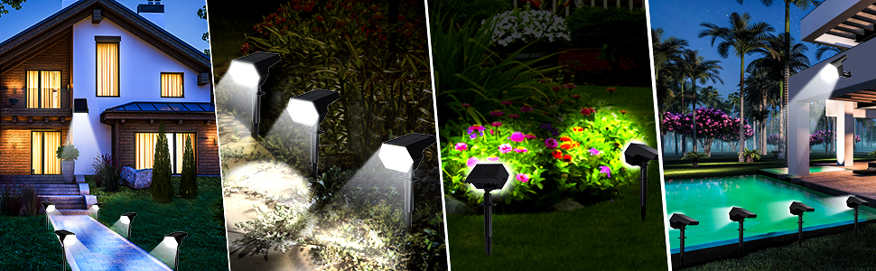 48LEDs 108 LEDs Solar Powered Landscape Lights 4 Light Modes