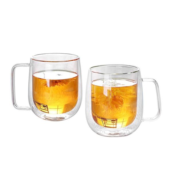 B2B Custom 12oz Unique Glass Coffee Mugs with Handle | Bulk FDA-Certified Heatproof Cups